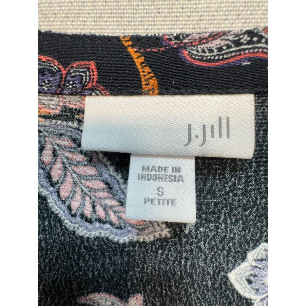 J. Jill Womens Button-Front Blouse Top Size S Petite Black Floral Sleeveless Y2K - Picture 3 of 11
